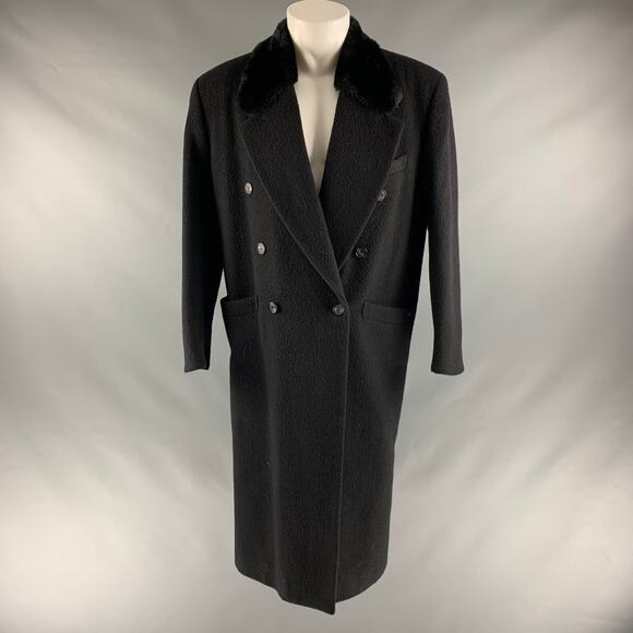 GAY GIANO Size 36 Black Solid Wool Blend Notch Lapel Coat - Picture 1 of 6